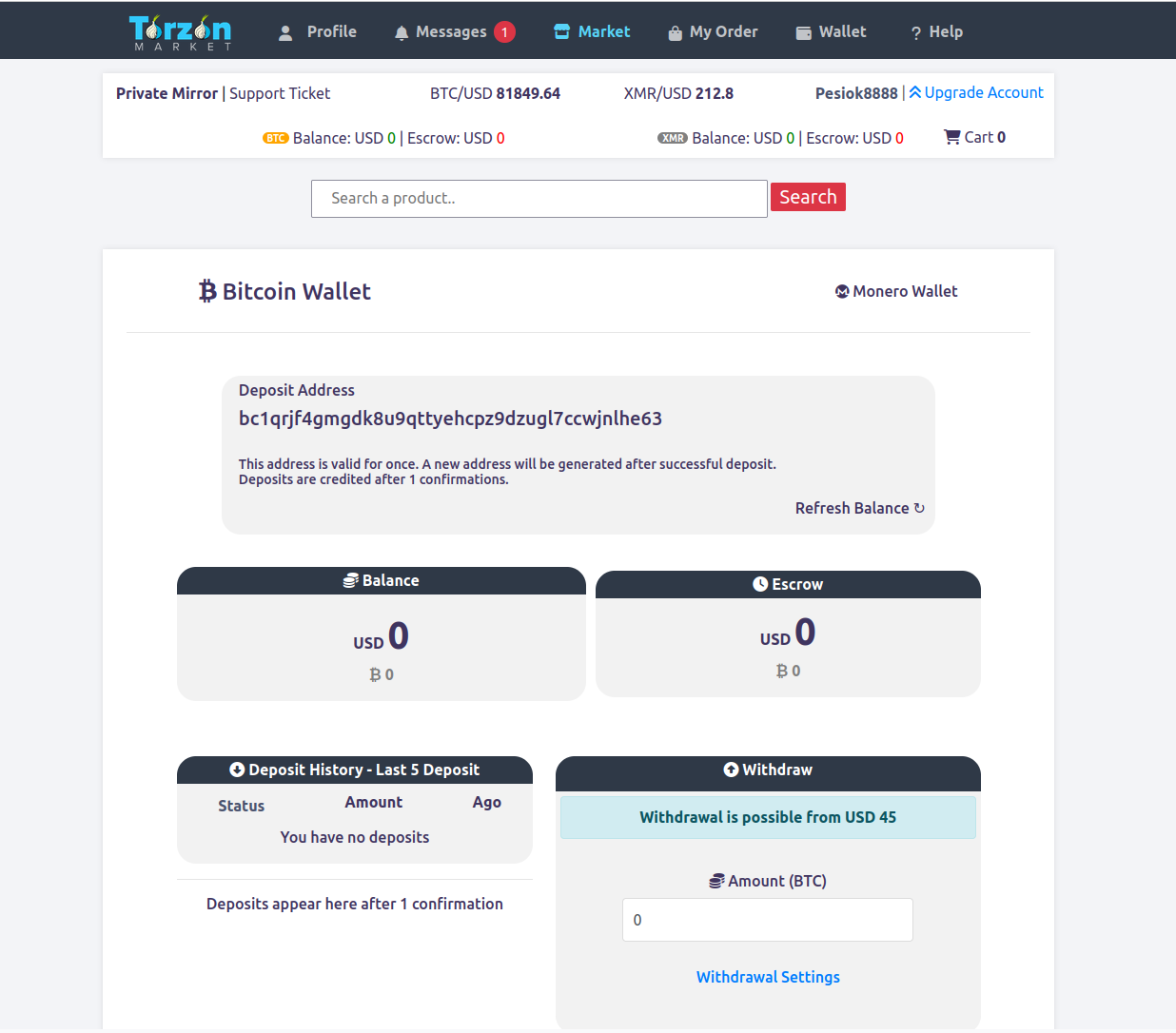Torzon Cryptocurrency Wallet - Bitcoin Monero Payments